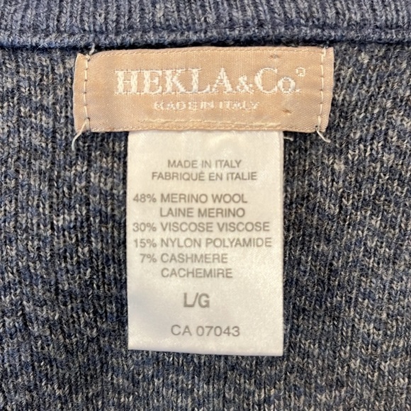 VGUC Hekla & Co made in Italy wool and cashmere blend snap neck open cardigan - Picture 6 of 6